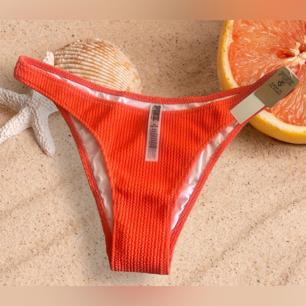 Victoria’s Secret Pink Bikini Bottom Size M In Bright Tomato Color NWT